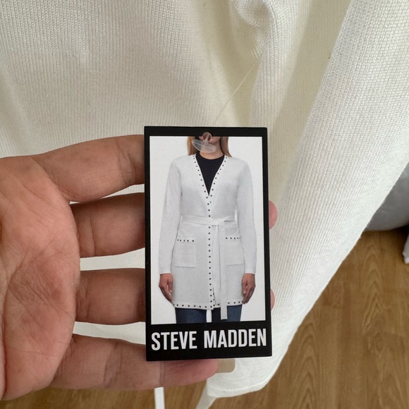 Steve Madden White Studded Cardigan SIZE L - Picture 5 of 8